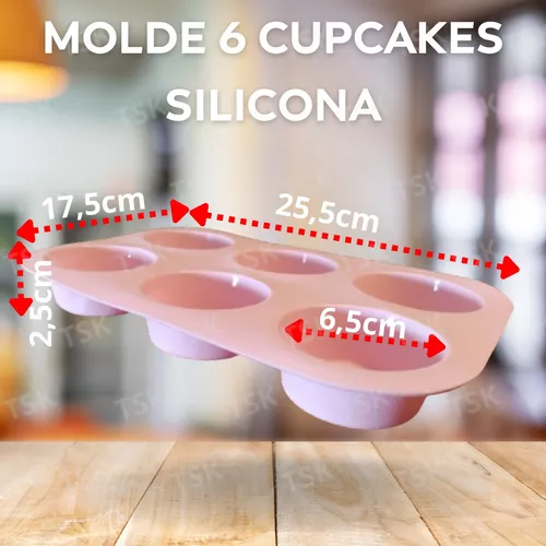 Molde Silicona Goma Horno Muffins Cupcakes X6 Reposteria