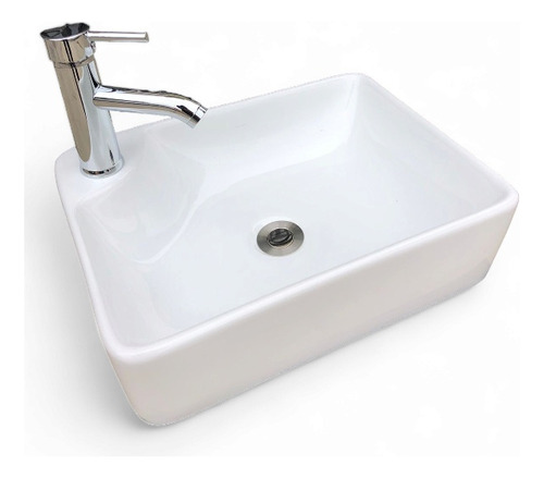 Lavabo Ovalin Ceramico+llave Monomando  17cm Baño  +accesori