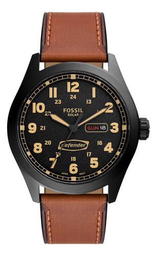 Reloj Hombre Fossil Fs5978 Defender Solar Color de la correa Marrón Color del bisel Negro Color del fondo Negro