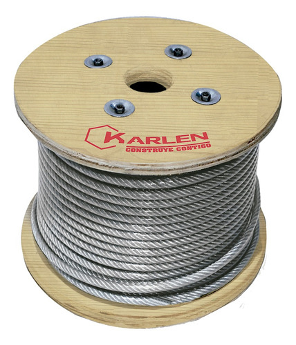 Carrete Cable Acero Galvanizado 7x7 80m 3/8 Karlen Color Gris
