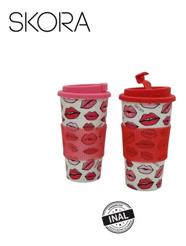 Imagen 1 de 9 de Vaso Termico Plastico Antideslizante Kiss Skora 450 Ml