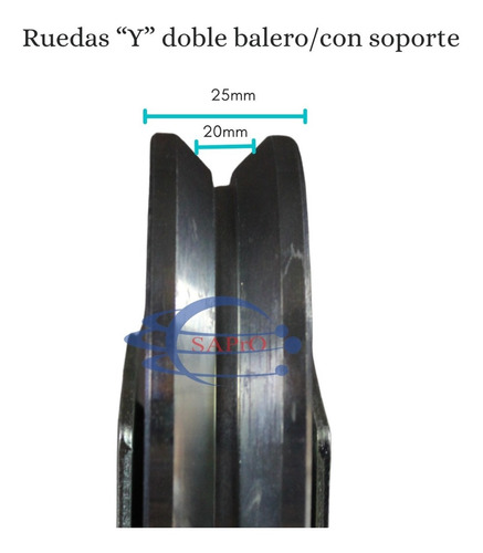 Imagen 4 de 10 de Rueda Para Porton Corredizo 10 Cm Canal V Y Riel Angulo