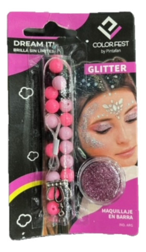 Mini Kit Bijou Para Armar Con Glitter Rosa