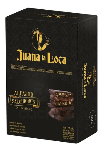 Imagen 1 de 8 de Alfajor Juana La Loca Salchichón Chocolate Caja 10 U X 92gr