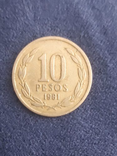 Moneda De 10 Peso Chilenos Del Ángel De La Libertad Año 1981