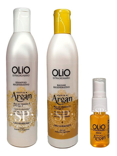 Kit Olio Shampoo + Acondicionador + Serum Aceite De Argán