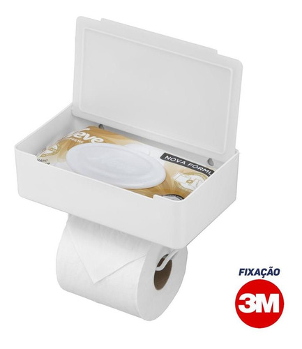 Arthi Premium Suporte 3 Em 1 Com Fita 3m Papel Higiênico Lenço E Celular Cor Branco