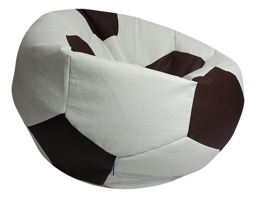 Sillon Puff Soccer Grande, Almohada De Color Blanco/chocolate