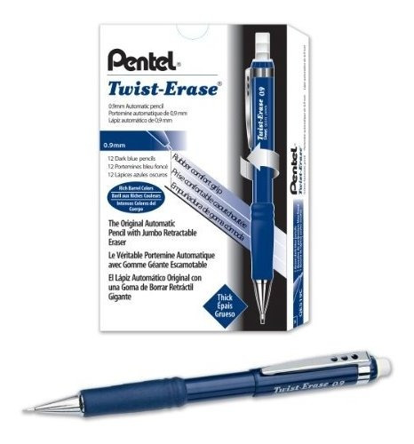 Portaminas 0.9mm Pentel Twist Erase Iii Blue Barrel X12