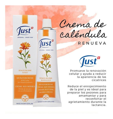 Imagen 6 de 8 de Crema Calendula 100g Swiss Just Producto Original
