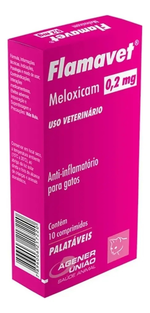 Flamavet 0,2mg Meloxicam Para Gatos 10 Comprimidos