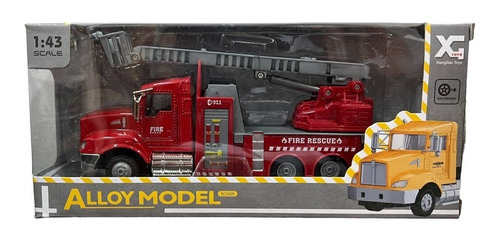 Camion Bomberos Pull Back 19cm 1:43 Metal 3891 Color Rojo