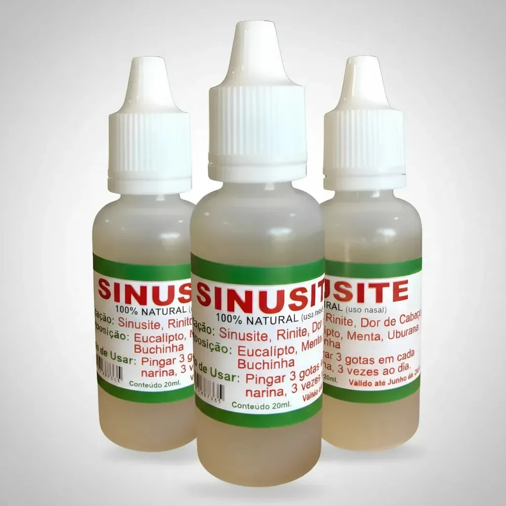 Gotas Para Rinite E Sinusite 3 Un - 100% Natural - Uso Nasal Dourado