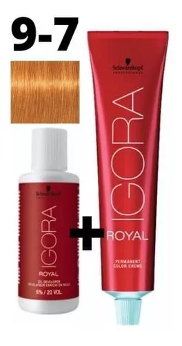 Igora Royal Tinta 9.7 (2 U) + Ox 40 Vol. 12% (2 U) Kit Ruivo 9-7 - Louro  Extra Claro Cobre