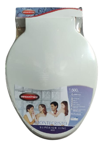 Imagen 2 de 3 de Asiento Para Inodoro Montecristo Elongado Blanco Vencerámica