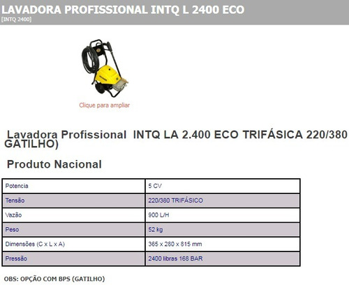 Lavadora Alta Pressão Instemaq 6/15 Ind. 5cv - 2400lbs