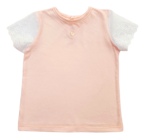 Remera Puntilla Mini Anima Manga Corta Salmon Bebe Kids