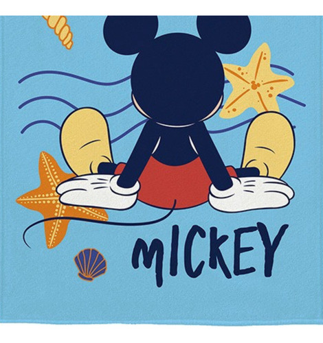 Toalha De Praia Lepper Mickey Azul Aveludada Macia 70x140