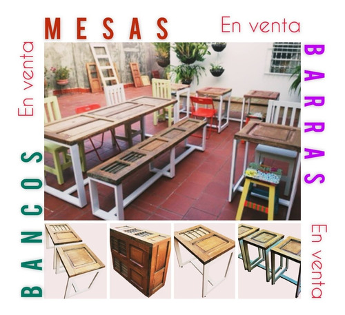 Mesa En Madera Para Cafetería - Bancos En Madera -  Puertas