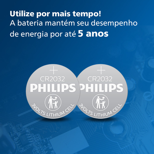 5 Baterias Moeda Cr2032 Pilhas 3v Philips Serve P/ Placa Mãe