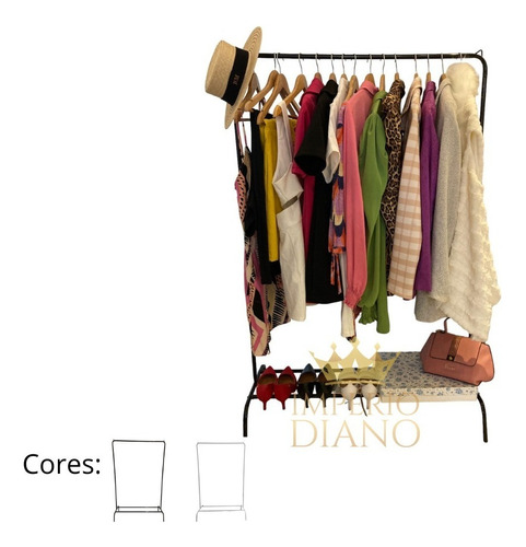 Cabideiro - Arara - Roupas C/sapateira Closet Loja Kit 2 Un Cor Preta