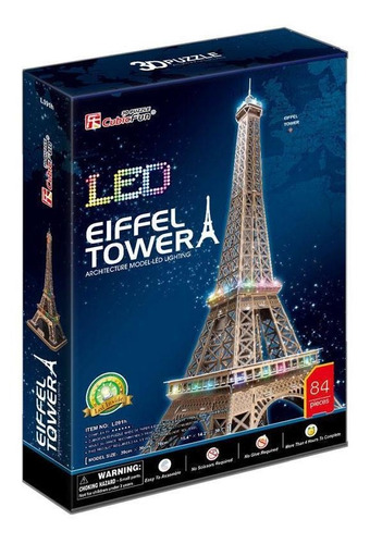 Torre Eiffel - Luces Led - Puzzle 3d - 84 Piezas - Original