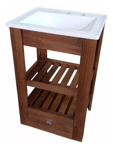 Vanitory Madera Maciza Tipo Campo Bacha 50cm Cajon