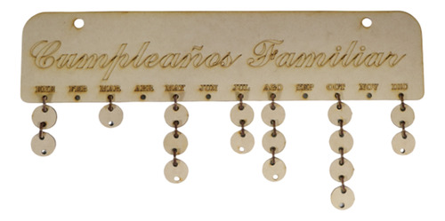 Calendario De Cumpleaños Familiar Mdf 3 Mm 60 Cumpleaños