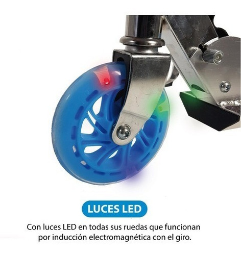 Imagen 5 de 6 de Monopatin Kossok Terrier Pegable Aluminio Luz Led Infantil
