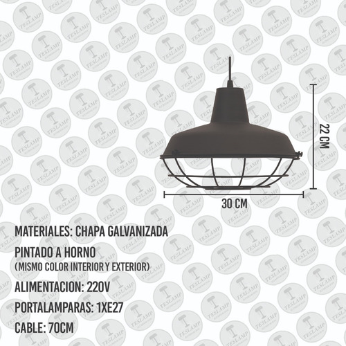 Imagen 3 de 10 de Pack X2 Lampara Colgante Galponera Estilo Industrial Reja