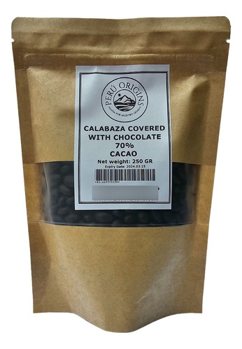 Semilla De Calabaza Recubierto De Chocolate 70% Cacao 250 Gr