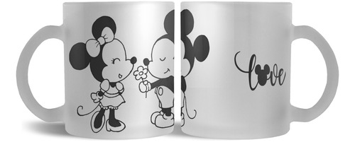 Taza Satinada B/n Minnie Y Mickey Flor