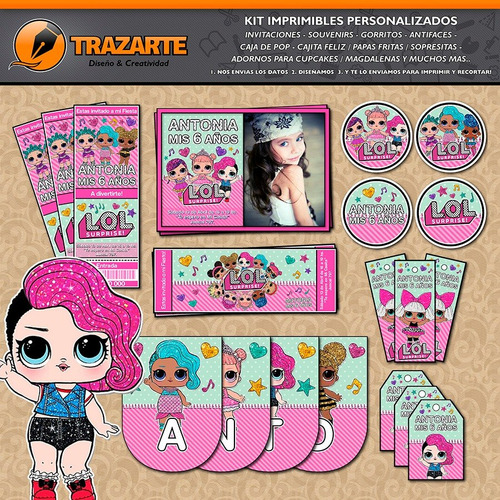 Kit Imprimible Lol Surprise Muñecas Personalizado Candy Bar
