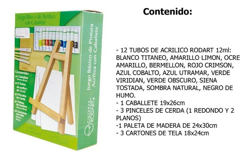 Rodart Estuche Juego Basico Acrilico + Caballete