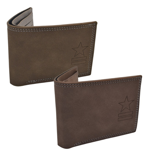 Billetera Uniform 2 Compartimentos Hombre Simil Gamuza Color Bronce Diseño De La Tela Liso