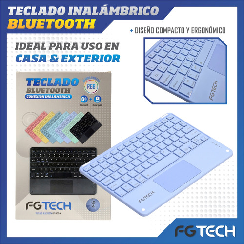 Teclado Inalambrico Bluetooth + Touchpad Retroiluminado Rgb Teclado Lila Idioma Español Latinoamérica