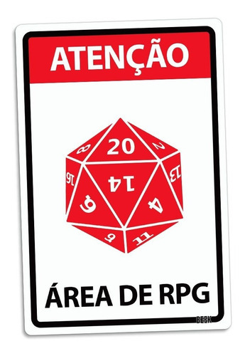 Placa Decorativa Geek Area De Rpg 24x16cm Pvc Retangular