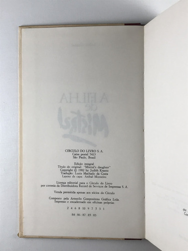 Livro A Filha De Mistral Judith Krantz Círculo Do Livro S.a. Integral 1982 - E6