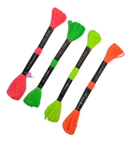 Hilo Bordar A Mano Punto Cruz Neon Setx4 Madejas Vibrantes