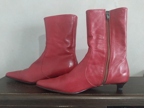 Botas De Mujer Rojas De Cuero Marca Paruolo Talle 37 Exc!