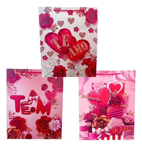 Pack 12 Bolsas Papel Regalos Amor Día Enamorados Grandes