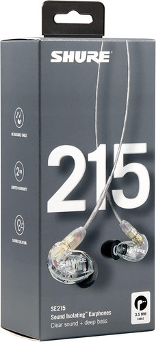 Se215 Earphone, Clear Se215-cl Shure Color Negro translucido Luz Transparente