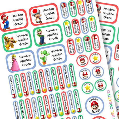 Etiquetas Escolares Personalizadas Para Imprimir Mario Bros