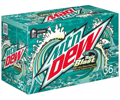 Refresco Mountain Dew Baja Blast 36 Pz 355ml Importada