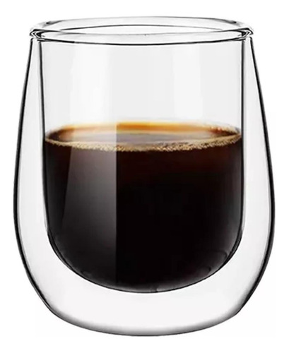 Set 4 Tazas Mug Café Expreso Doble Pared Vidrio 80 Ml