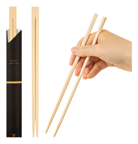 Palillos De Bambú 23 Cm 100 Unidades Con Funda Papel
