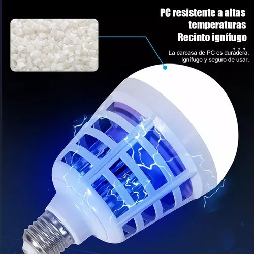 Lampara Mata Mosquitos Bombilla Led 15w E27 2 Modos