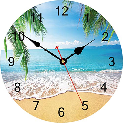 14 Inch Summer Palm Trees Wall Clock Tropical Hawaiian ...