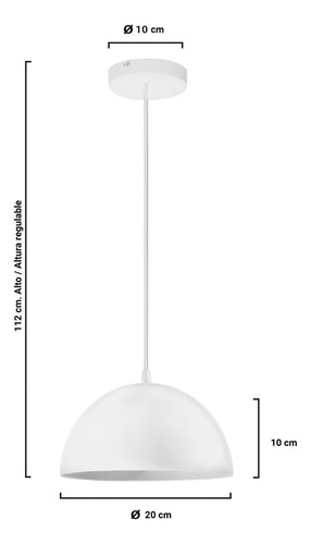 Lampara Colgante Moderno 1 Luz Apto Led E27 Living Comedor Estructura Blanco