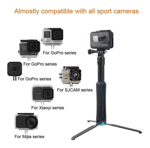 Imagen 7 de 9 de Selfie Stick Gopro Hero 9 8 Max 5 Black Retractil Aluminio
